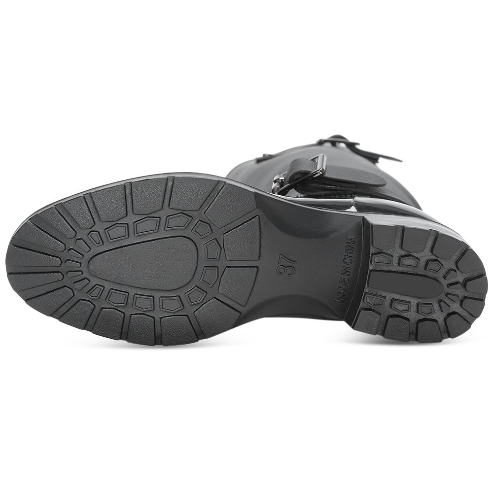 hannea round toe chunky heel zipper waterproof women rain boots