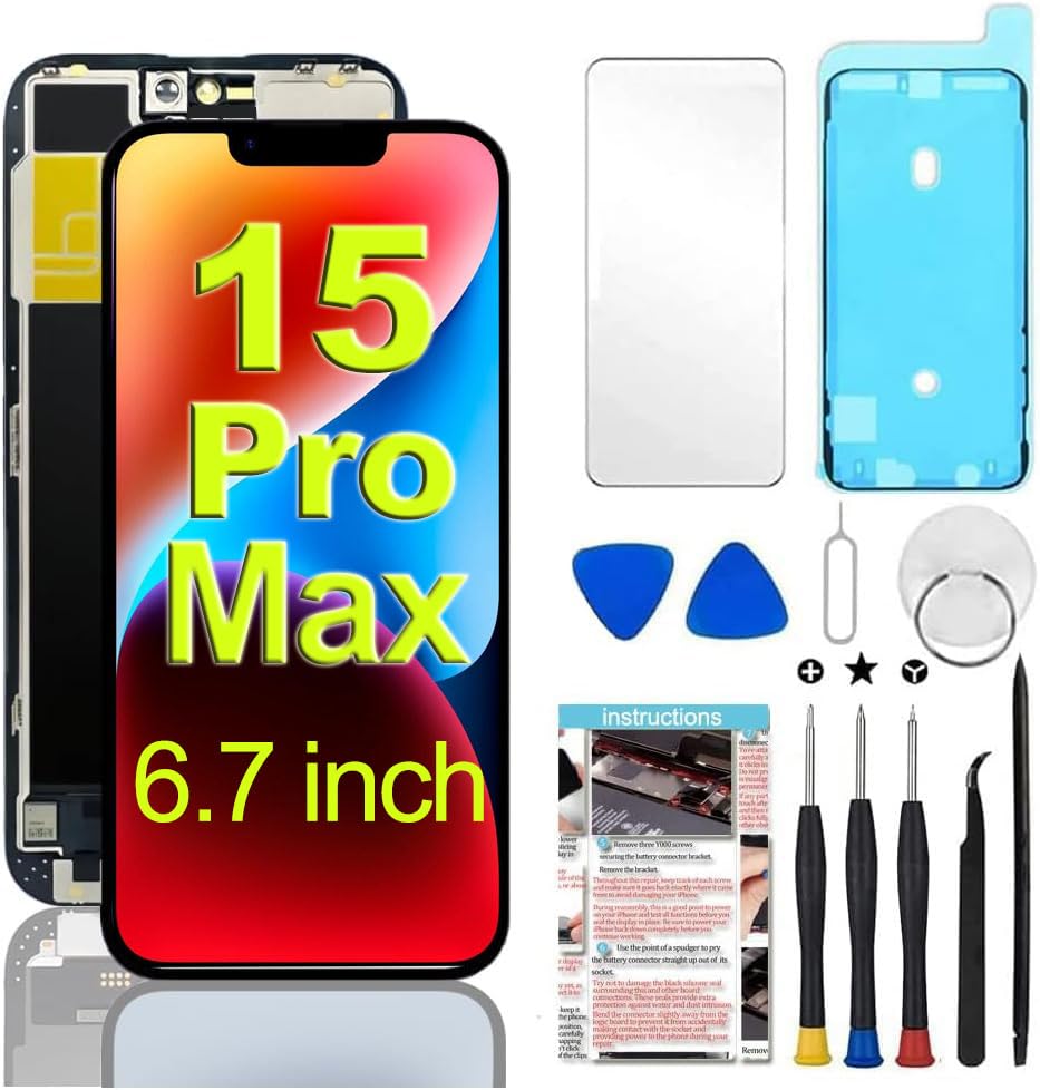 Écran LCD Pour IPhone 15 Pro Max - Remplacement Compatible A3105/A3093/A3111 - 6,7" Avec Kit De Réparation