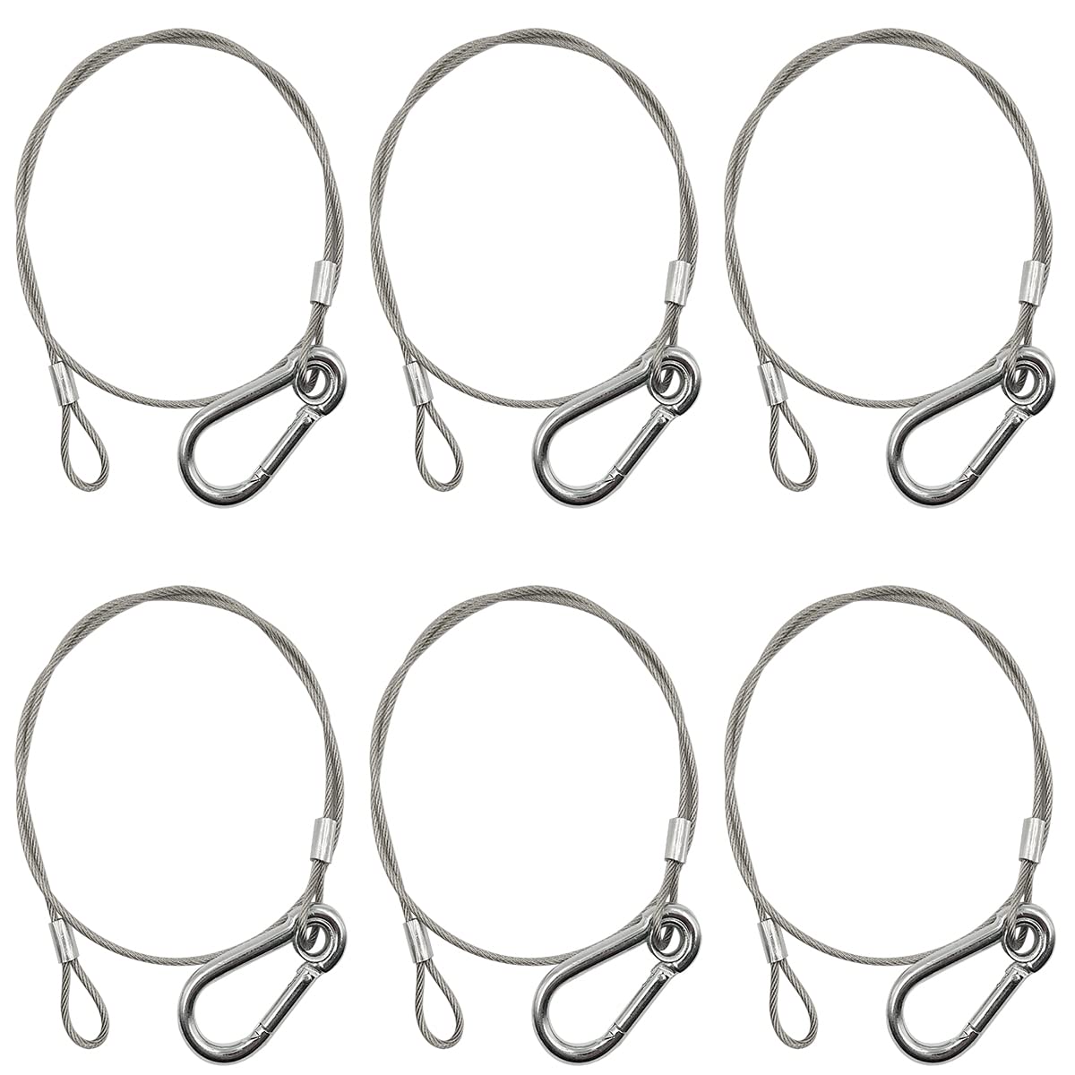 6PCS Stage Lights Safety Cable,YuCool 25.5Inch/65cm Stainless Steel Safety Rope for DJ Stage Lighting Party Light Moving Head
