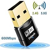 Wifi Dongle, AC600 802.11ac Dual Band 5GHz Mini Wireless Network USB Wifi Adapter for PC Desktop Laptop Tablet, Support Windows 10/8/7/Vista/XP/2000, Mac Os X 10.4-10.12