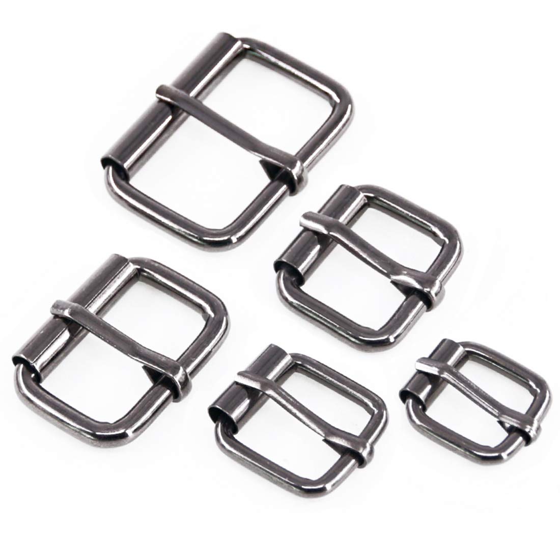 Swpeet 50 Pcs Assorted Multi-Purpose Gun Black Metal Roller Buckle Ring for Hardware Belt Bags Ring Hand DIY Accessories