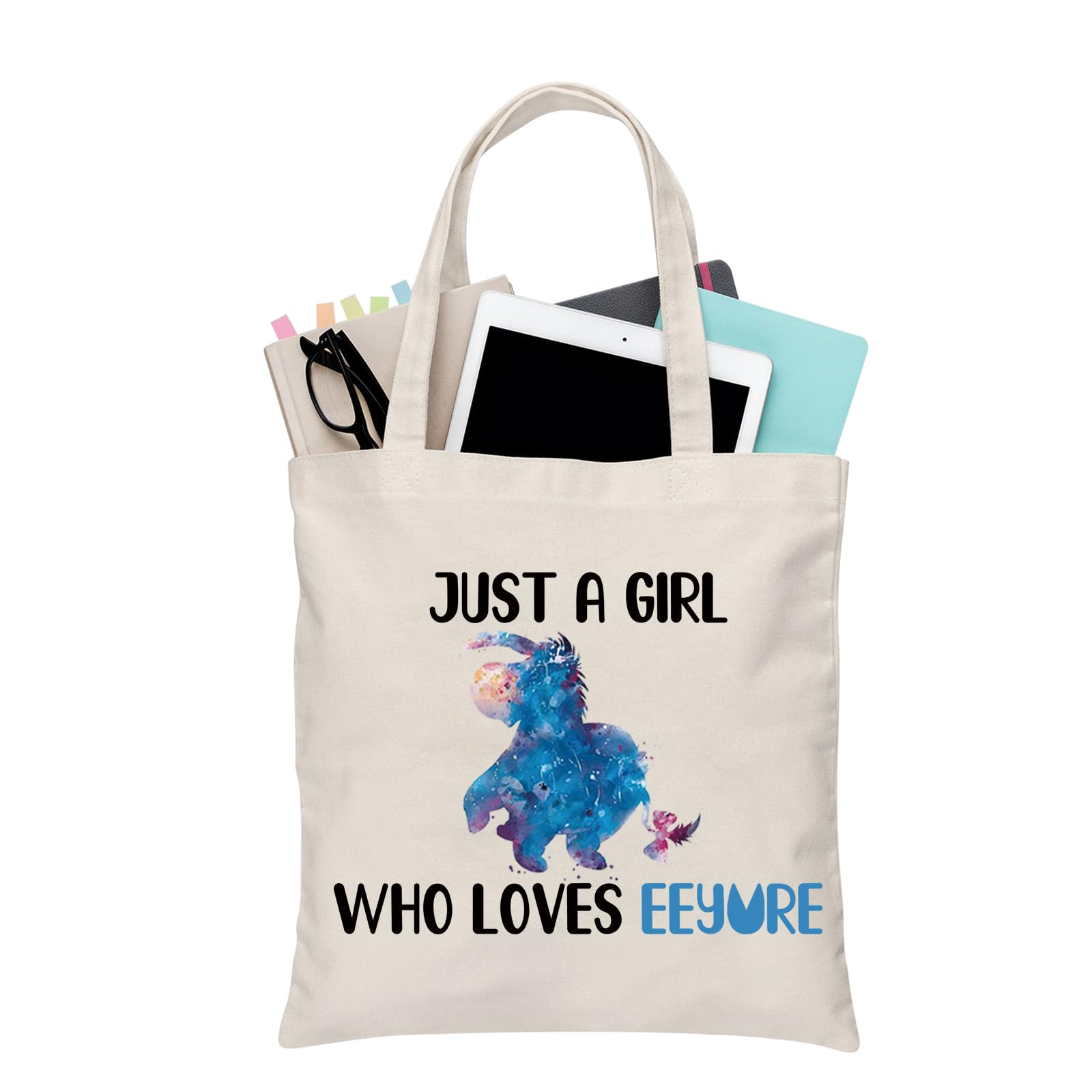 PLITI Eeyore Tote Bag For Women Just a Girl Who Loves Eeyore Donkey Lover Gift Eeyore Fans Gift (Girls loves Eey TGU )