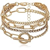 Gold-plated Bracelets for Women Dainty Boho Stackable Bracelet Set Chunky Layered Link Bangle for Women