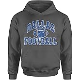 The Pxv Dallas Distressed Football Youth-Sized Hoodie, Soft Fleece, Graphic Design