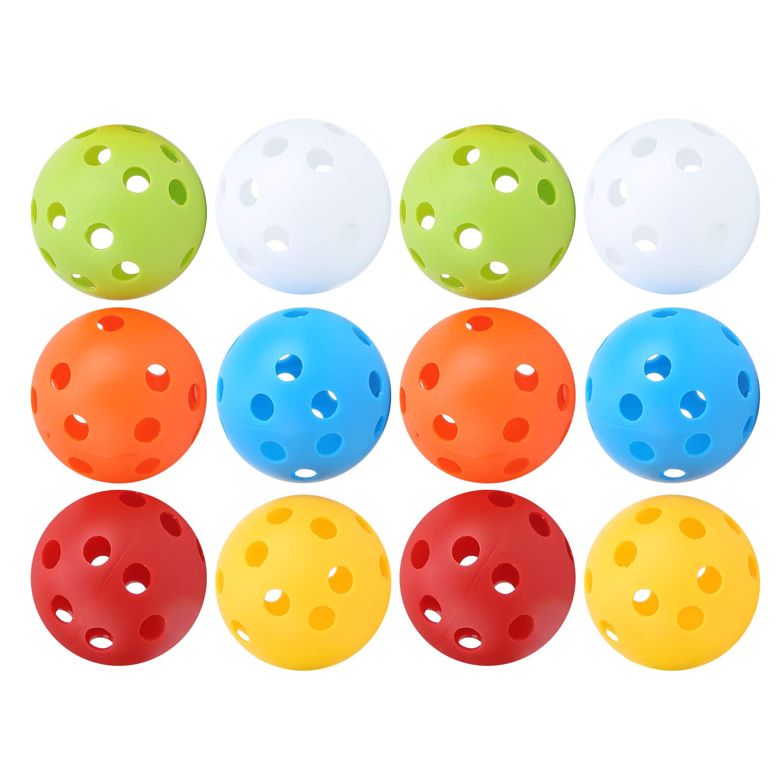 CHICIRIS Practice Hollow Golf Balls, 12pcs 72MM 26 Holes Golf Practice Hollow Plastic Balls Airflow Balls for Swing Inndoor Outdoor Training