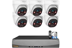 OOSSXX (4K HD & 130° Ultra Wide-Angle) 2-Way Audio 8MP Wired, 6Pcs Dome PoE IP Cameras for Home Security Outdoor Camera System Surveillance Video Indoor, Smart PIR Detection