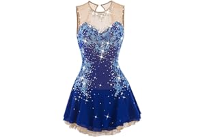 Women's Girls' Sleeveless Ice Skating Dress Gymnastics Leotard Ballet Competition Figure Skating Costume Handmade