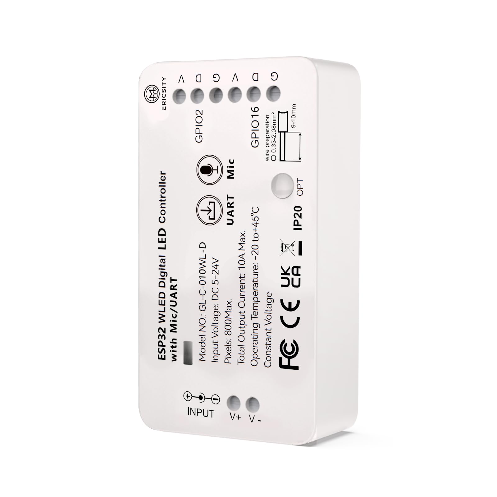 Photo 1 of Ericsity WLED LED Light Strip Controller ESP32 with Mic Download, Addressable LED Controller RGB RGBW WS2812B SK6812 WS2811 TM1814 WS2813 WS2815 5-24V DIY