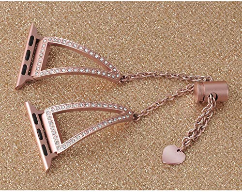 hooroor Bling Bands Compatible with Apple Watch Band 38mm 40mm 42mm 44mm iWatch Series 5/4/3/2/1, Women Dressy Metal Jewelry Bracelet Cuff Bangle Wristband Strap Stainless Steel (Rose Gold,38mm 40mm)