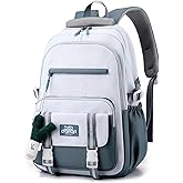 srdmuph Kawaii Backpack with Cute Accessories Pendant Travel Bag Large Outdoor Waterproof Casual Daypack Women Men (Blue)