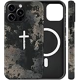 flewfun Magnetic for iPhone 12/12P Case Christian Cross Camo Phone Case, Shockproof Slim Soft TPU and Hard PC Protective Cases Compatible with MagSafe Protective for Religious Boy Men Women, Black