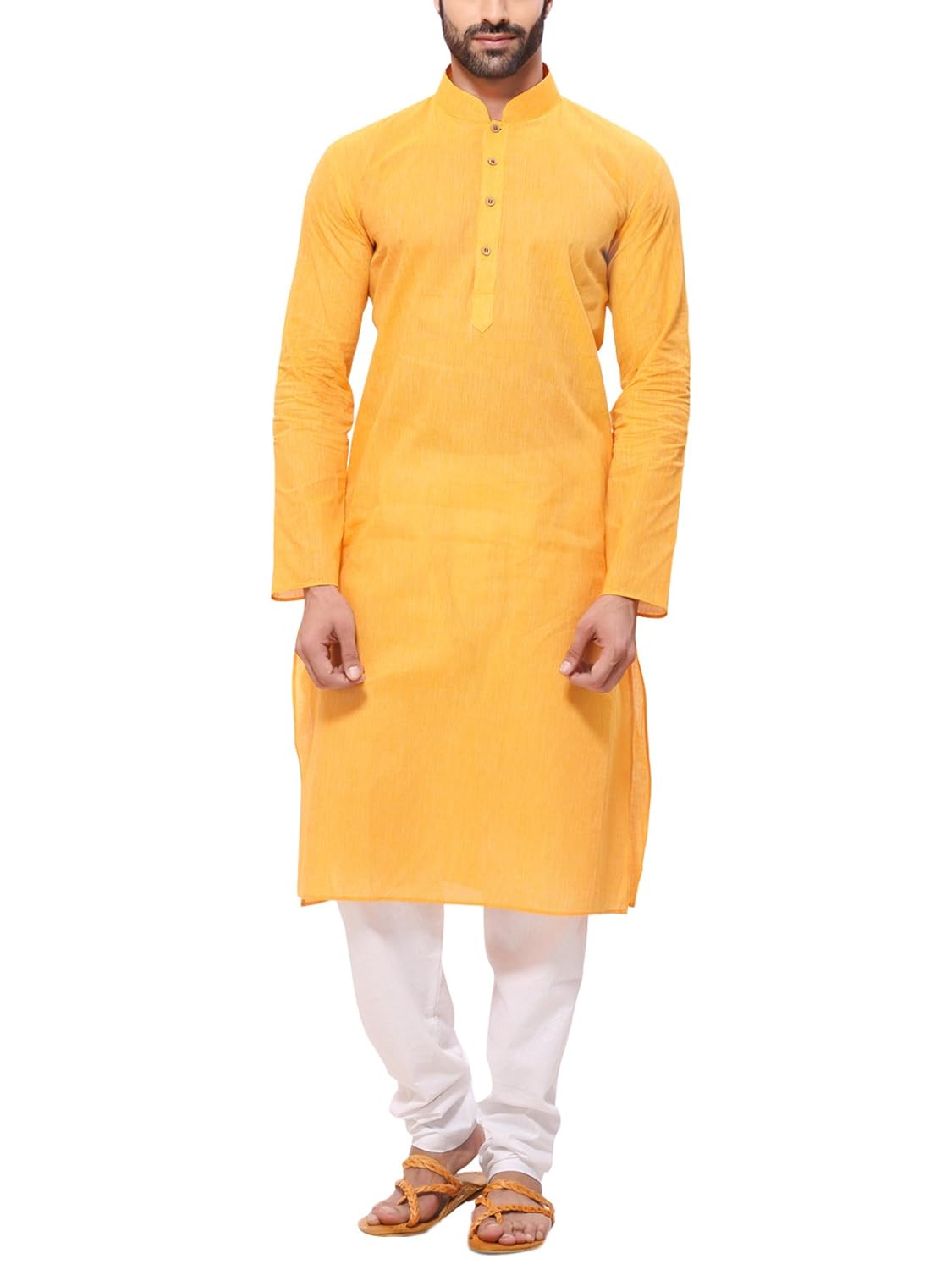 rg designers men's handloom yellow kurta pyjama