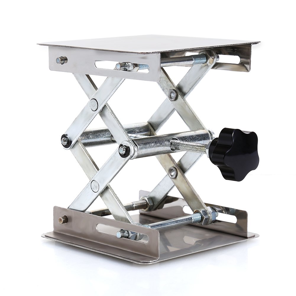 Akozon Laboratory Lifting Platform, 100X100mm Stainless Steel Laboratory Scissor Jack Lift Table for Chemical Physical Biological Experiment