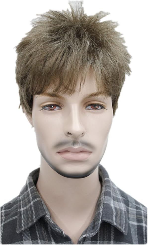 StrongBeauty Men's Short Straight Hair Wig Color Blonde Black Brown (#14 Dark Blonde)