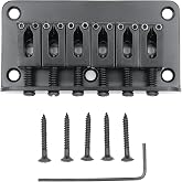 Xuxing 78mm Fixed Hardtail Bridge for 6 String Fender Strat Tele Electric Guitar (Black, 78mm)