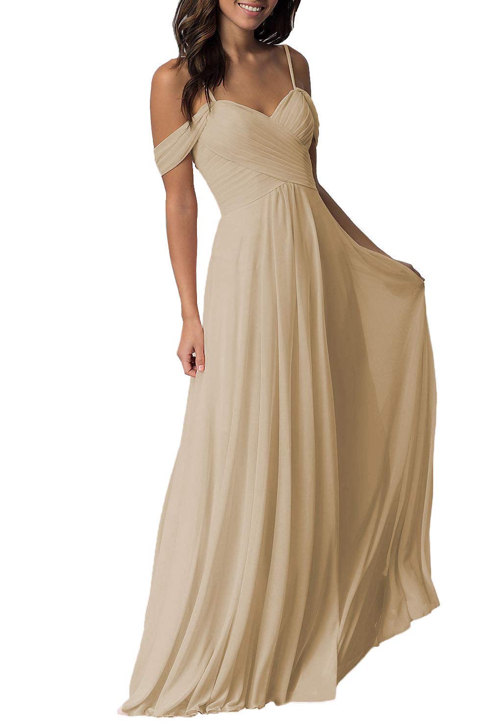 champagne chiffon bridesmaid dresses