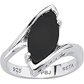 Sterling Silver Marquise Shaped Natural Black Onyx Ring