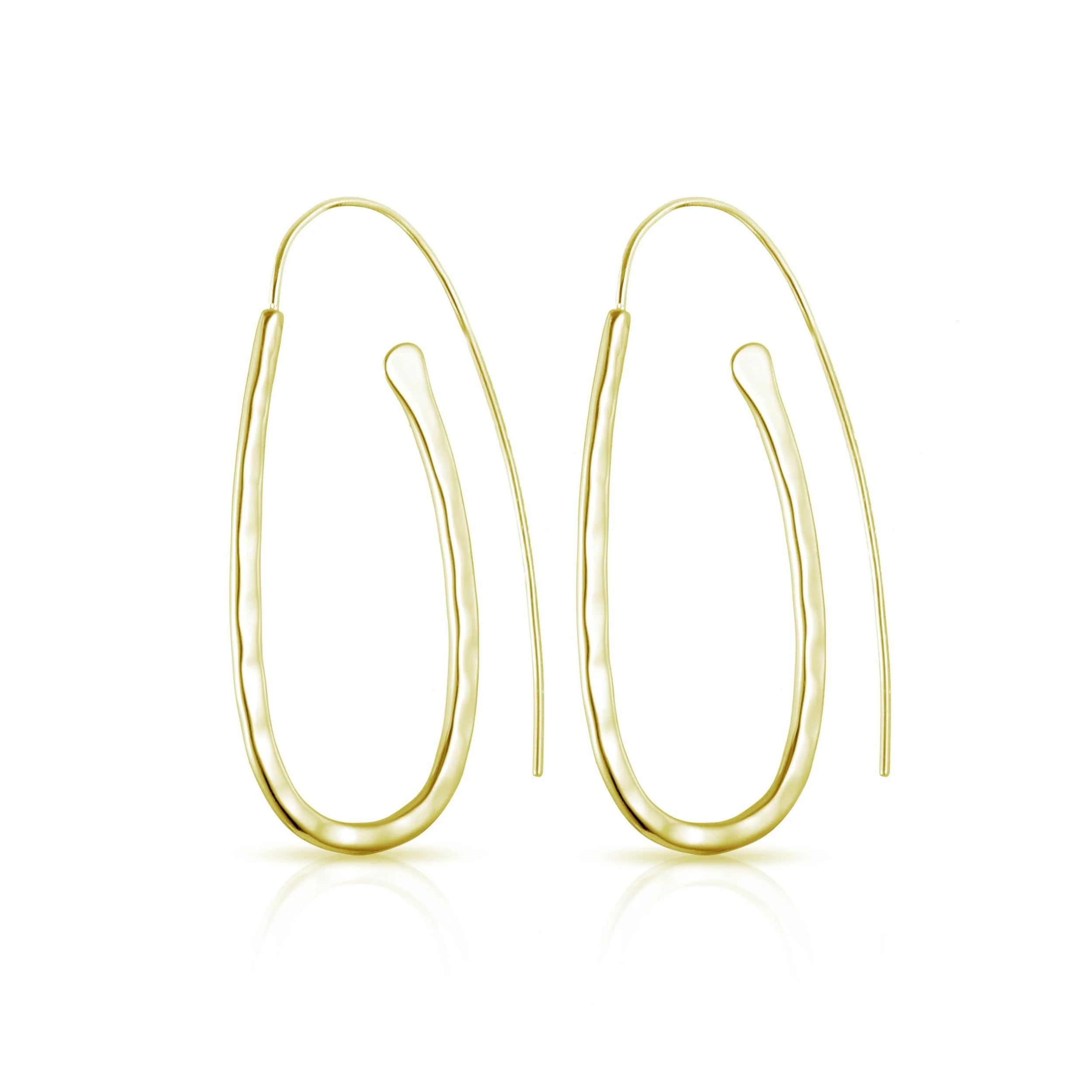 Philip Jones Gold Plated Sterling Silver Hammered Hoop Earrings