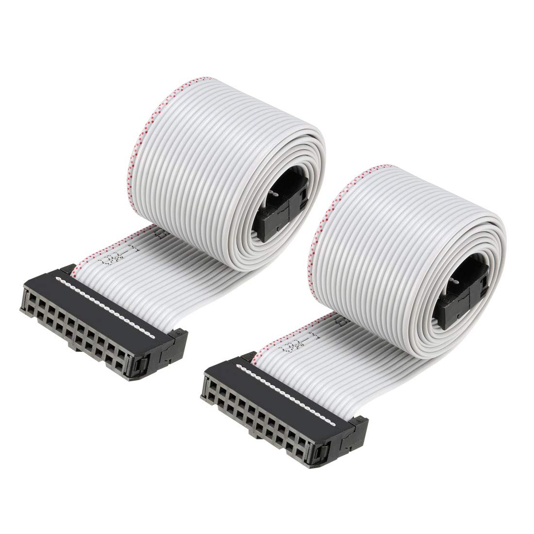 sourcing map IDC Gray Wire Flat Ribbon Cable 20 Pins 66cm Length 2.54mm Pitch 2pcs Type-C
