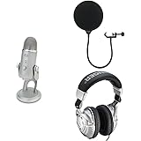 Blue Yeti USB Microphone - Silver with Dragonpad Pop Filter