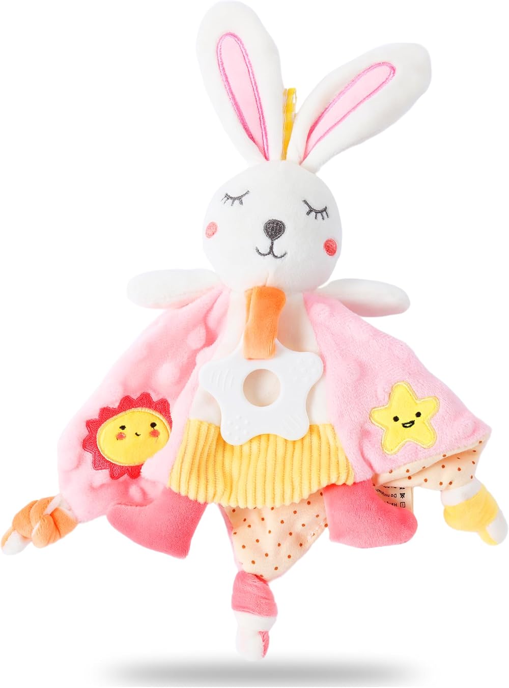 EAQ Baby Comforter with Teether Rabbit Crinkle Ears Soft Rattle 33x33 cm
