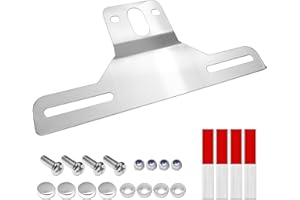 BGMVFK Trailer License Plate Bracket Holder- Stainless Steel Metal Car Tag Frame for Truck/RVs/Boats, 1 Pack Chrome Holder with Screw Caps and Reflective Strip