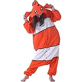 DELEY Unisex Orange Fish Costume Adult Onesie, One Piece Pajamas, Halloween Cosplay Costumes Homewear Jumpsuit