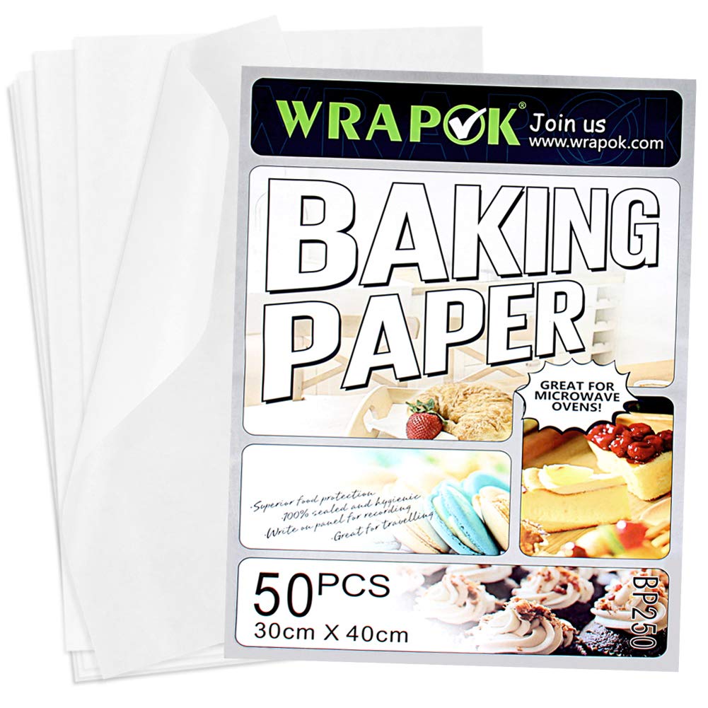 WRAPOK Baking Parchment Paper Greaseproof Cooking Sheets White Non-Stick Pre-Cut Liners for Kitchen Home, 12 x 16 Inch (50 Count)