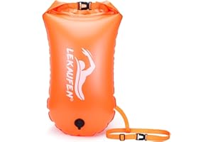 LEKAUFEN Swim Buoy for Open Water - Swim Safety Float Waterproof Dry Bag Swim Bubble for Swimmers and Triathletes, Swimming Pull Buoy with Dual Air Chambers for Safer Swim Training, Snorkeling, Kayaking