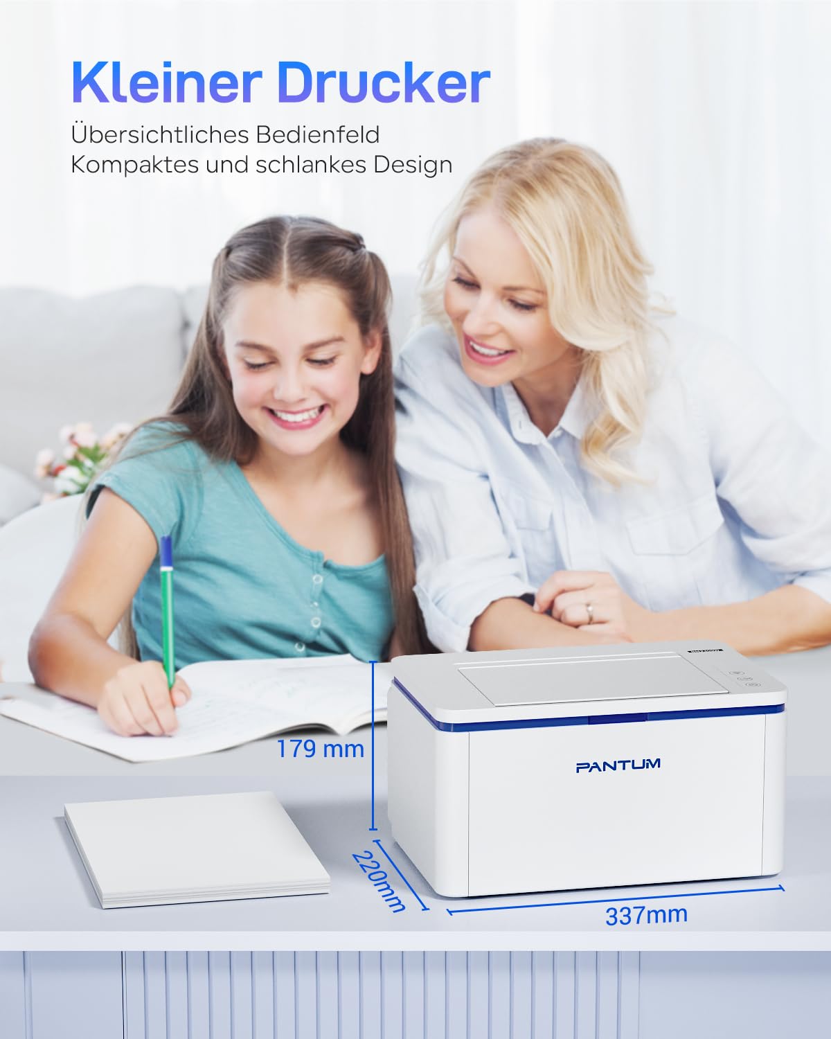 PANTUM BP2309W Laserdrucker Schwarz Weiss, Drucker WLAN, Airprint, Mopria, Klein für Heim & Büro, 20ppm, Inklusive 500-Seiten-Start-Tonerkartusche 4