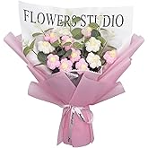 YUNBIAOSEN Completed Crochet Flowers Handmade Knitted Bouquet Crochet Bouquet Kit Knitted Fake Puff Flower, Gift for Mother Wife on Birthday Anniversary (Pink)