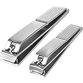 2 Pieces Straight Nail Clippers for Thick Nails Toenails Clippers Sharp Stainless Steel Nails Cutters Professional Nail Trimmer for Men Women