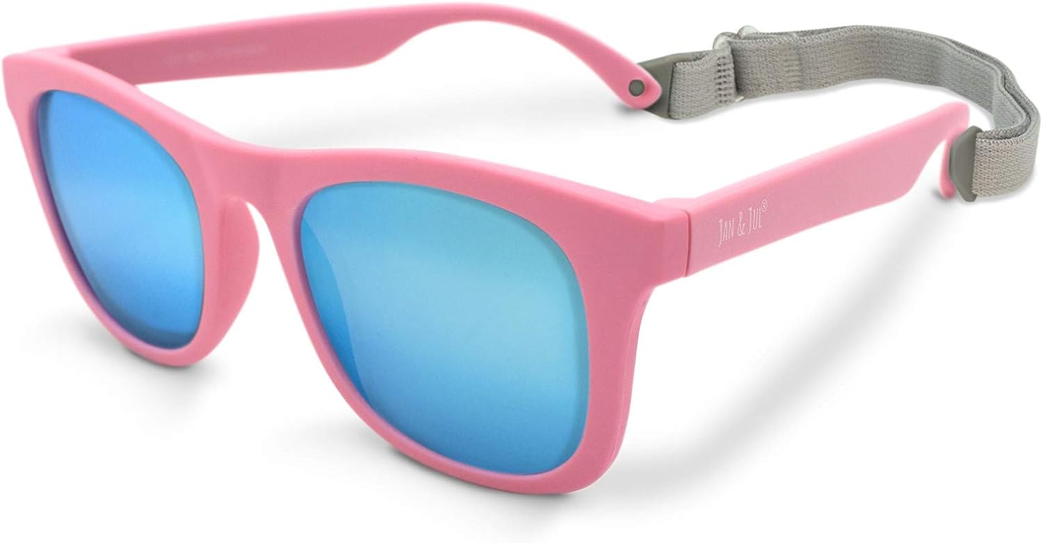 Jan & Jul Toddler Girl Sunglasses with Strap, Flexible Soft Frames
