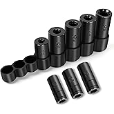 DikTalk 70500 Tap Socket Set, 8-Piece 1/4" &amp; 3/8" Drive Taps Sockets Adapter for Socket Wrench Set Use, Fits All MCTI Taps Thru 1/2&rdquo; &amp; 1/8" NPT Tap