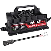 PoerSifwt 58.4V 15A Lithium Battery Charger for 48V Lifepo4 Battery Packs with Waterproof M8 Connector, LED Indicator, 6 Protections, Fast Charging, for Forklift & Solar Storage