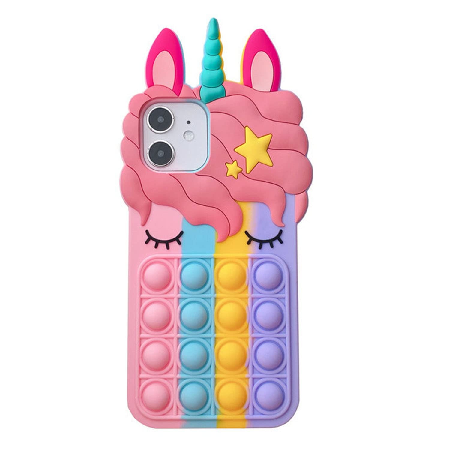 Asgens Pop Bubbles Case for iPhone 12/12 Pro, Cute Lovely Cartoon Unicorn Rainbow Pop Shockproof Silicone Soft Phone Case for Apple iPhone 12/12 Pro 6.1 inch — image 1