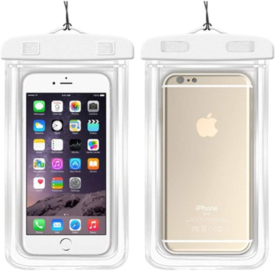 Baorio Luminous Durable Universal Dry Bag Large Waterproof Phone Case with Portable Lanyard and Armband Compatible with iPhone X,8/7s, 7/6s, 7/6s Plus, 5s, SE, Samsung Galaxy S10/S9/S8 Plus - White