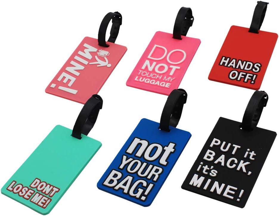  | Mziart Funny Luggage Tags Set of 6 Colorful Unique Travel Baggage Bag Tags Suitcase Identify Labels for Women Men | Luggage Tags