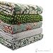 RayLineDo 5X Different Pattern Green Poplin Fabric Fat Quarter Bundle 46 x 56cm (Appox 18