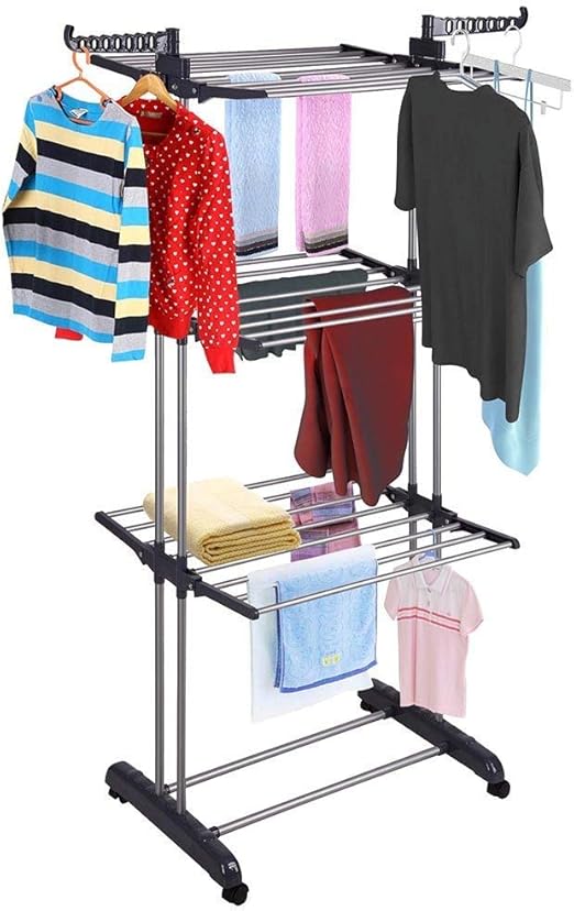 Clothes Airer, Foldable 3 Layer Tier Clothes Airer Folding Hanger Dryer