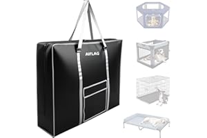 AIFLAG 42 - inch Foldable Wire Dog Crate Storage Bag, Silver Outer Trim and Strap, Aesthetic and Practical, 44.1×6.3×31.9 inches