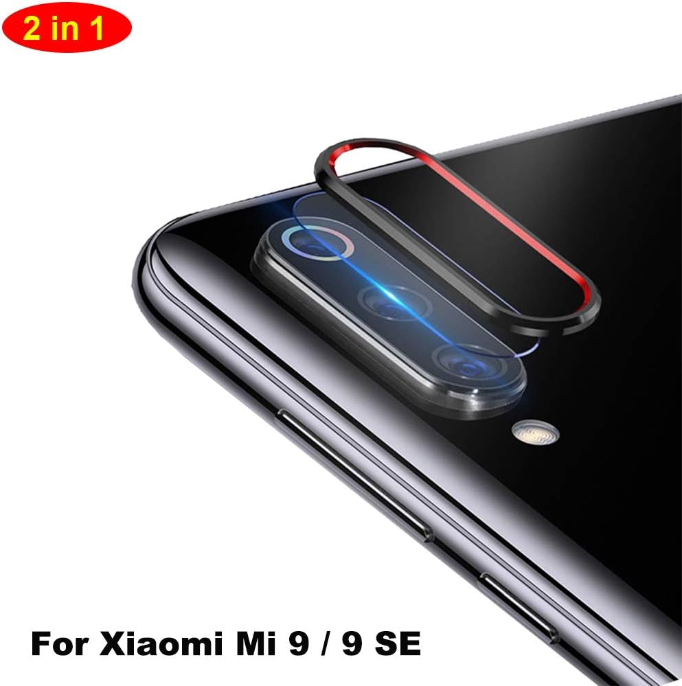 NOKOER Camera Lens Protector for Xiaomi Mi 9 SE, [2 in 1] Camera Lens Protector Ring + Camera Lens Tempered Glass Protector Film, 360 Degree Protection [Anti-Fall] [Wear Resistant] - Black