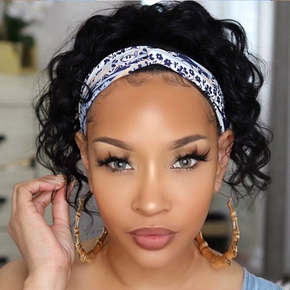 Neflyon Loose Wave Headband Wigs for Black Women None Lace Front Human Hair Wig Gluess Magic Tape Snapping Machine Made Wig 150% Density Nature Color 14 inch - Image 3