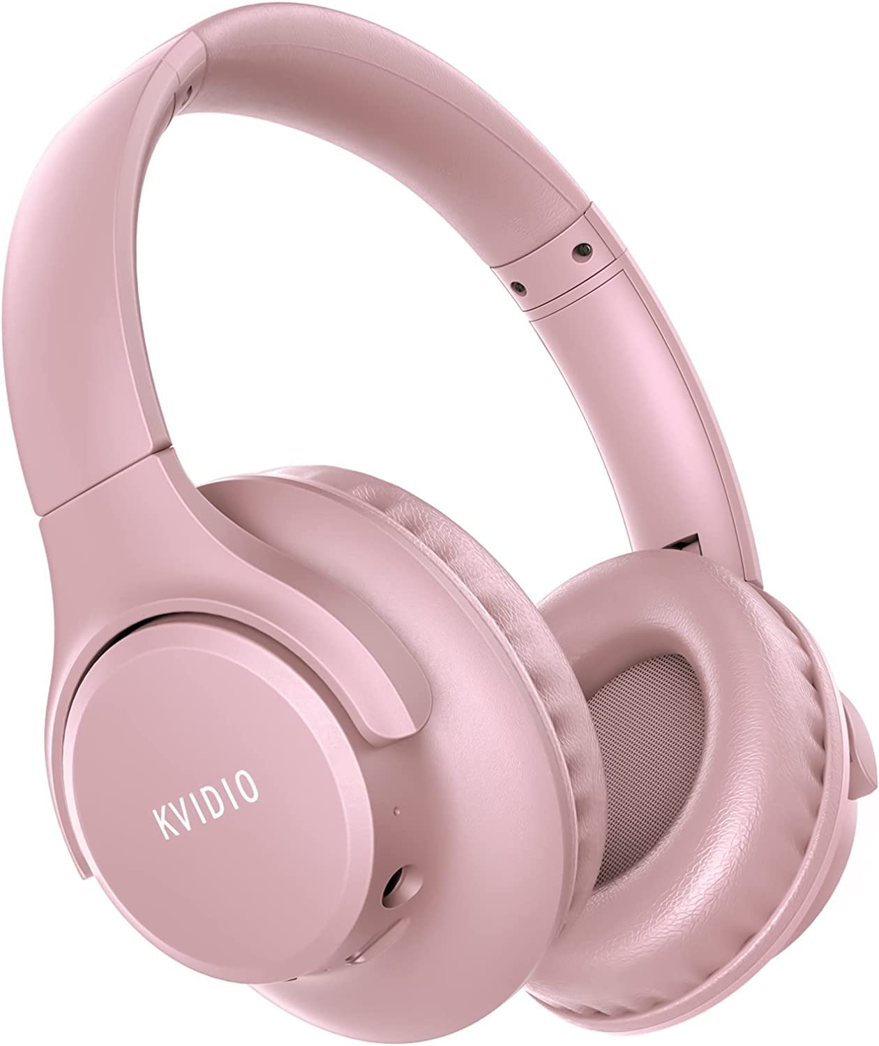 KVIDIO Bluetooth Headphones Over Ear, 65 Hours Playtime Wireless Headphones with Microphone, Foldable Lightweight Headset with Deep Bass,HiFi Stereo Sound for Travel Work PC Cellphone (Pink) — image 1