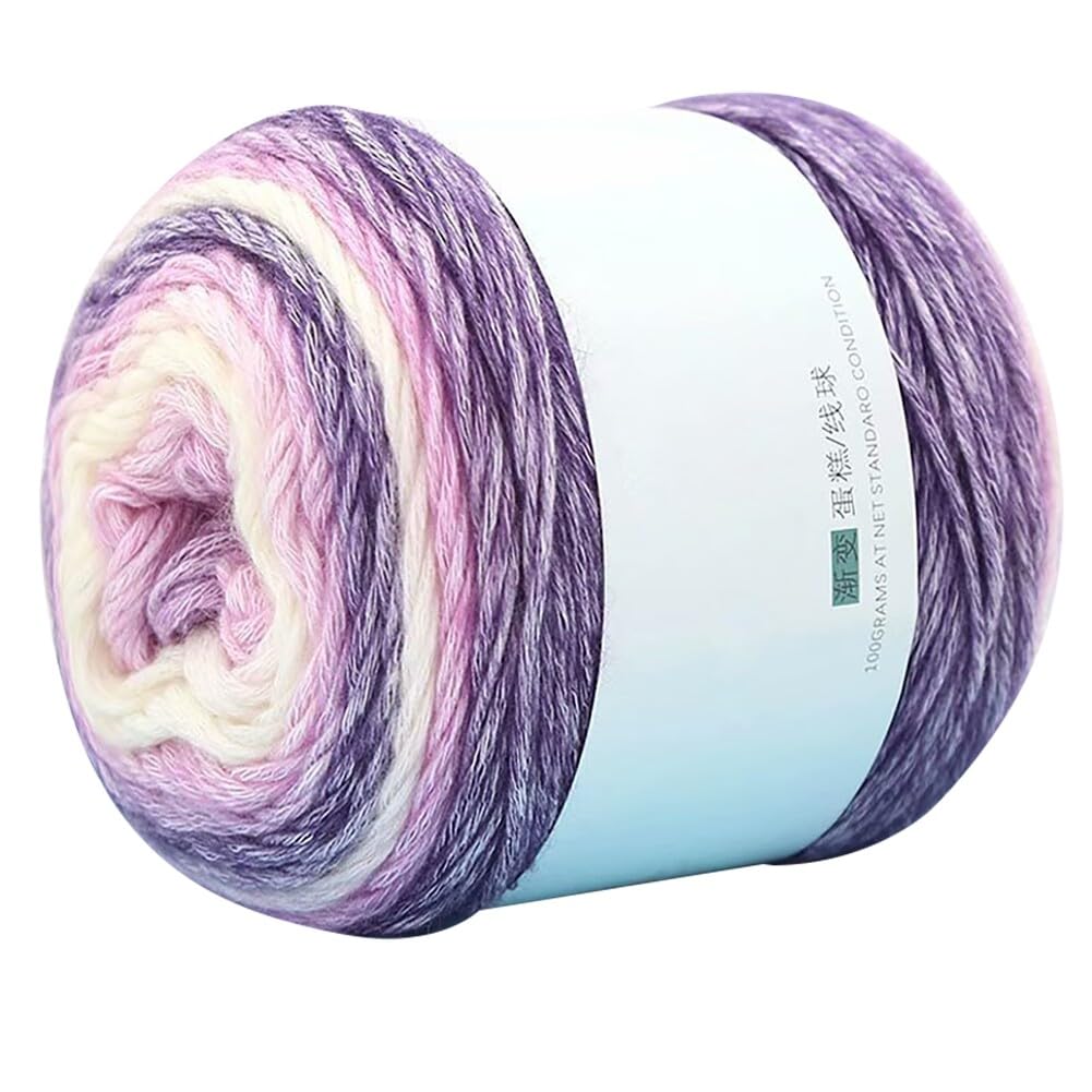 Uposao 100g Cotton Yarn Bobbel Gradient Yarn, Soft Warm Multicolor Cake Cotton Yarn DIY Rainbow Yarn for Knitting Or Crochet