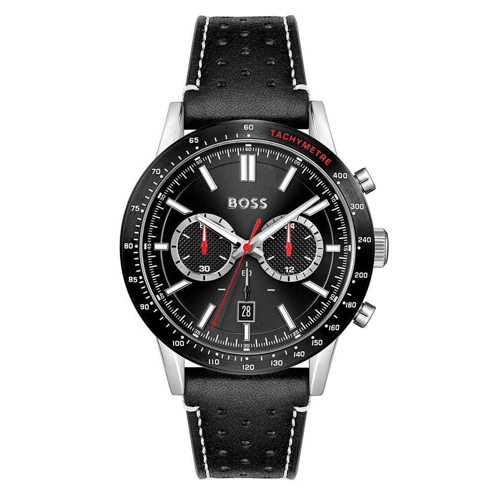 BOSS Chronograph Quartz Watch for Men Allure Collection with Black Leather Strap - 1513920
