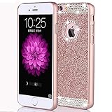 iphone 7 Plus Case,ARSUE (TM) Luxury Hybrid Beauty Crystal Rhinestone With Gold Sparkle Glitter PC Hard Protective Diamond Case Cover For iphone 7 Plus [5.5inch] (Rose Gold / Bling)