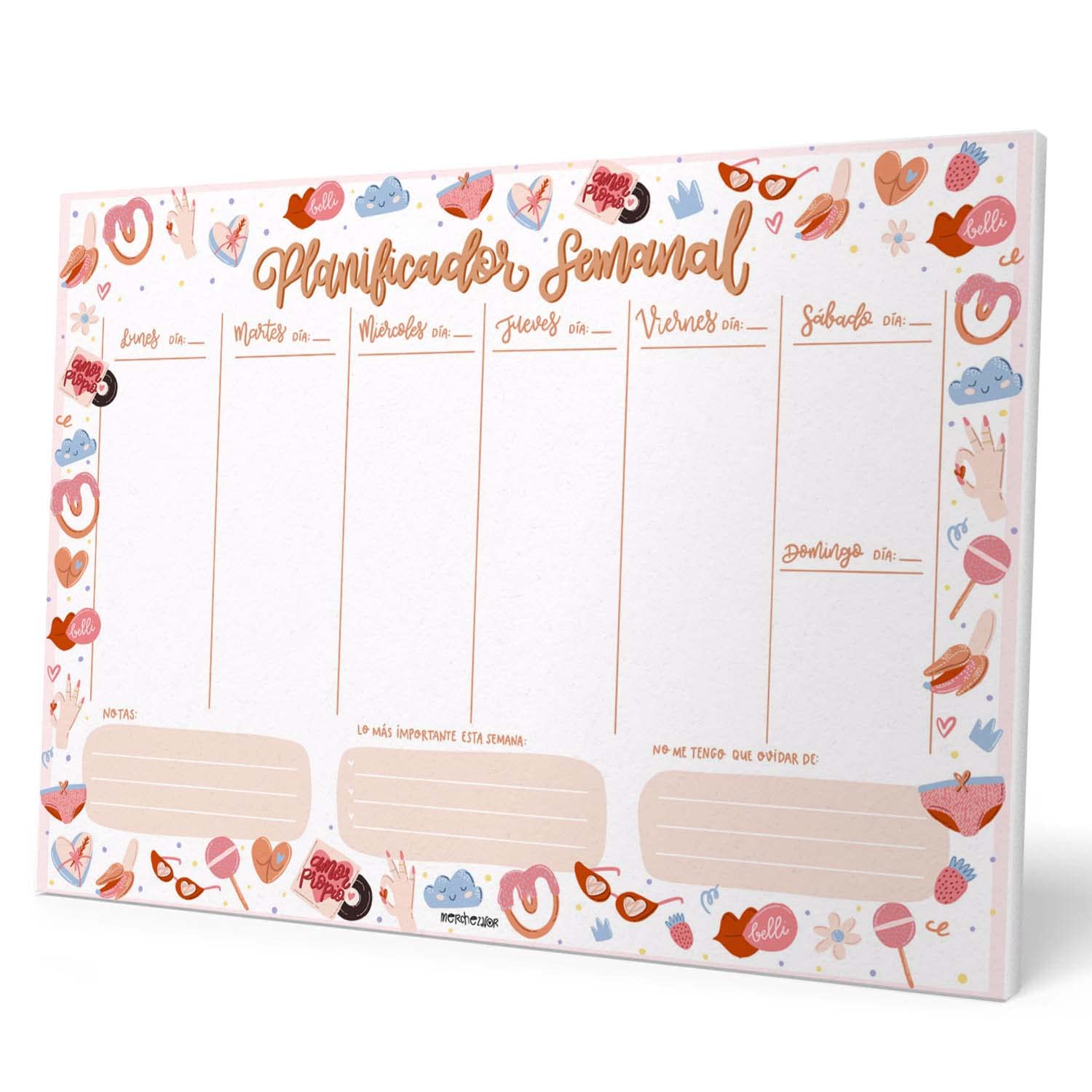 Grupo Erik Weekly Planner A4 In Spanish - Merchezafor | Undated Daily Planner Family, Desk Calendar, 54 Tear Off Pages Notepad | Cute Stationery Gifts, Spanish Gifts Uner 10 Pounds โ image 1