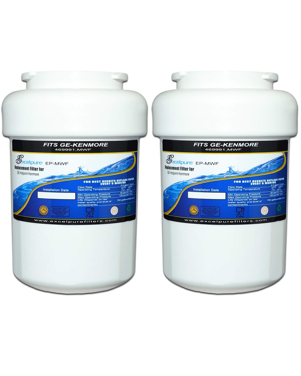 EXCELPURE EPMWF Replacement Refrigerator Water Filter, Compatible With