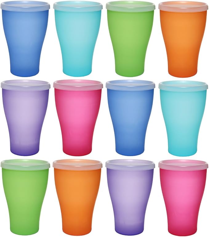 6er Set Kunststoff Tassen 350ml Schwarz - Bruchsichere Campingbecher Mit Henkel